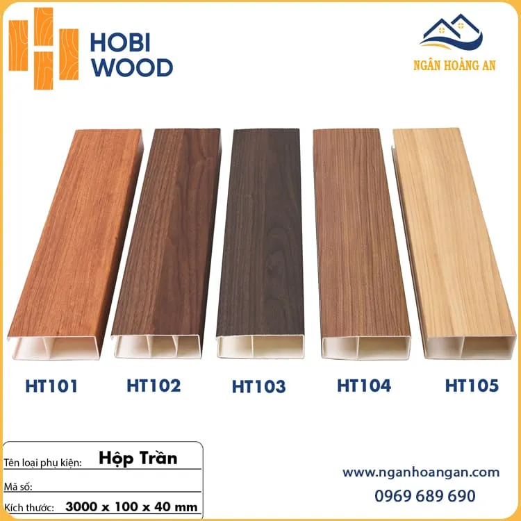 Hộp Trần U Nan Nhựa Giả Gỗ Hobiwood 100x40 HT105